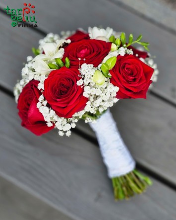 Vestuvinė puokštė "Balta raudona"