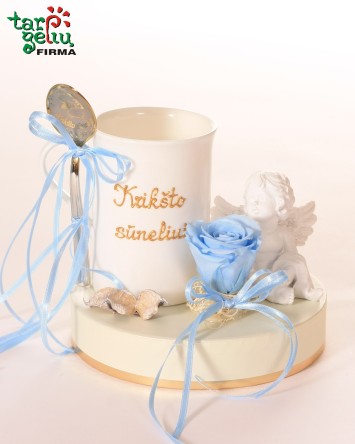 Šaukštelis ir puodelis krikštynų proga